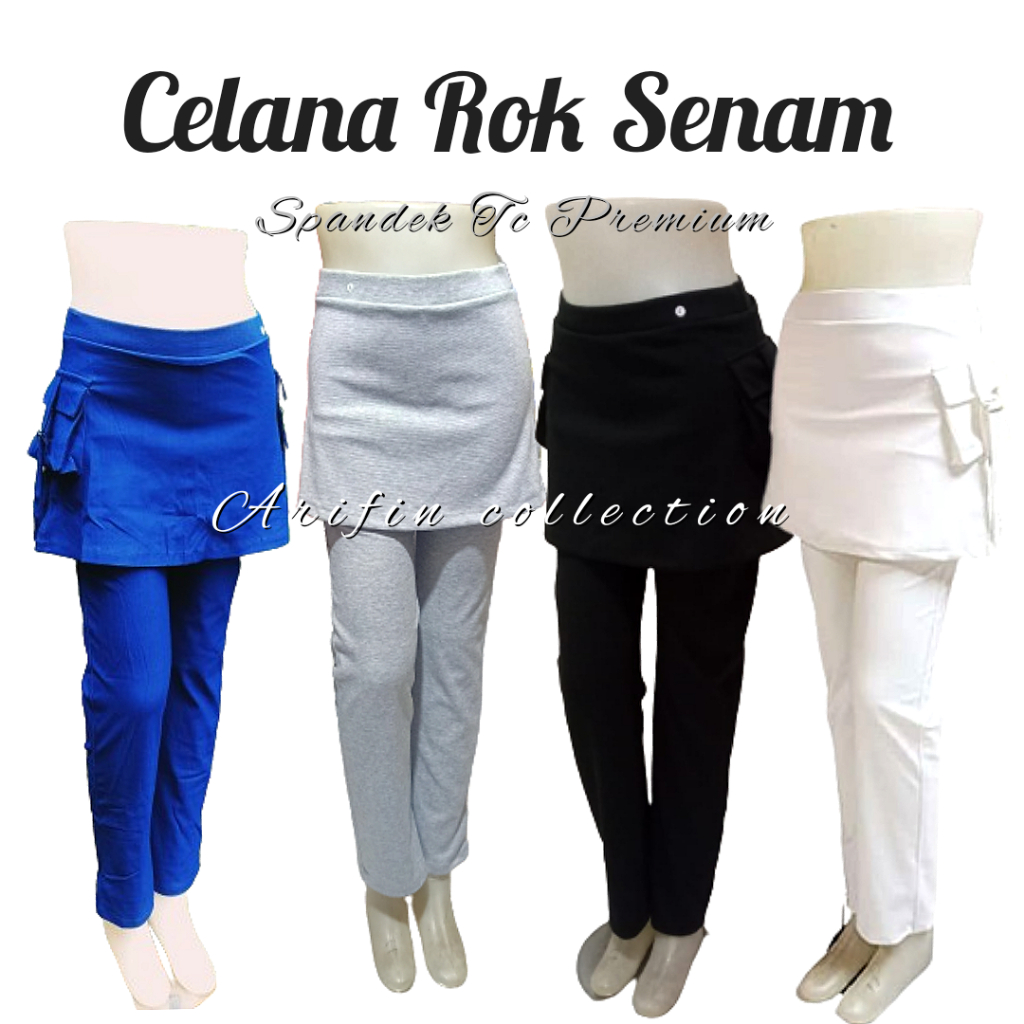 Celana Senam Panjang Rok Wanita AM79 SPORT | Celana Rok Kantong Bahan Spandek | Bawahan Olah Raga Wa