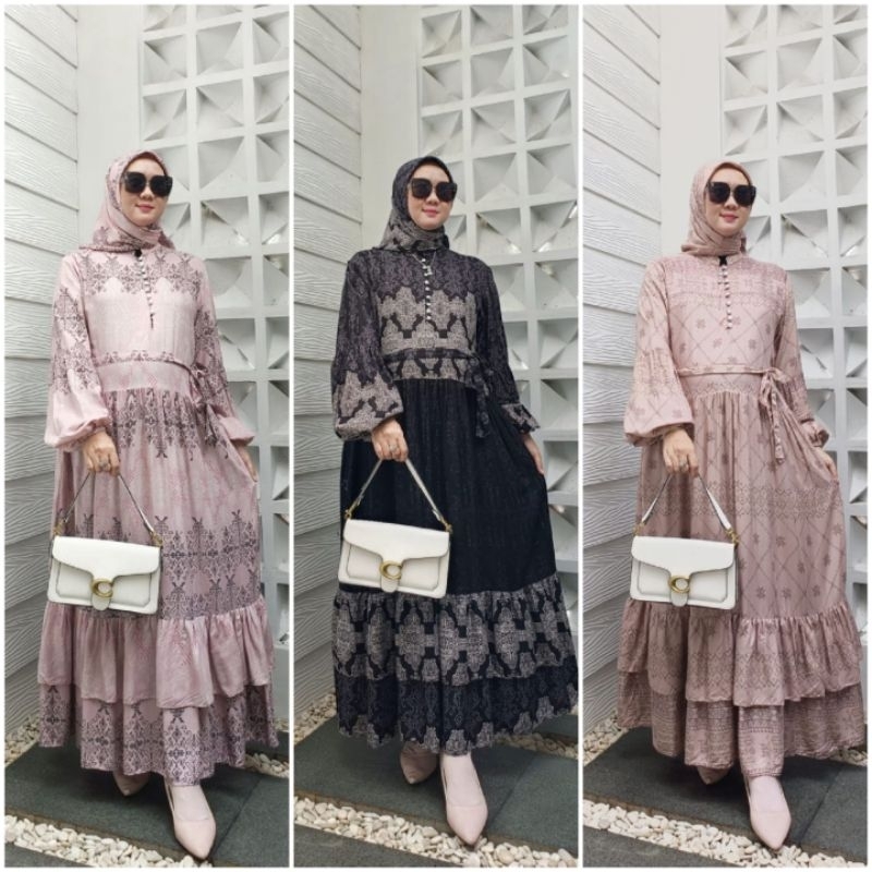 BISA COD AZKIYAHIJAB29 ZAINA SET HIJAB BY JIKUN HIJAB/ GAMIS BABYDOLL RAYON SET KERUDUNG/ GAMIS MOTI