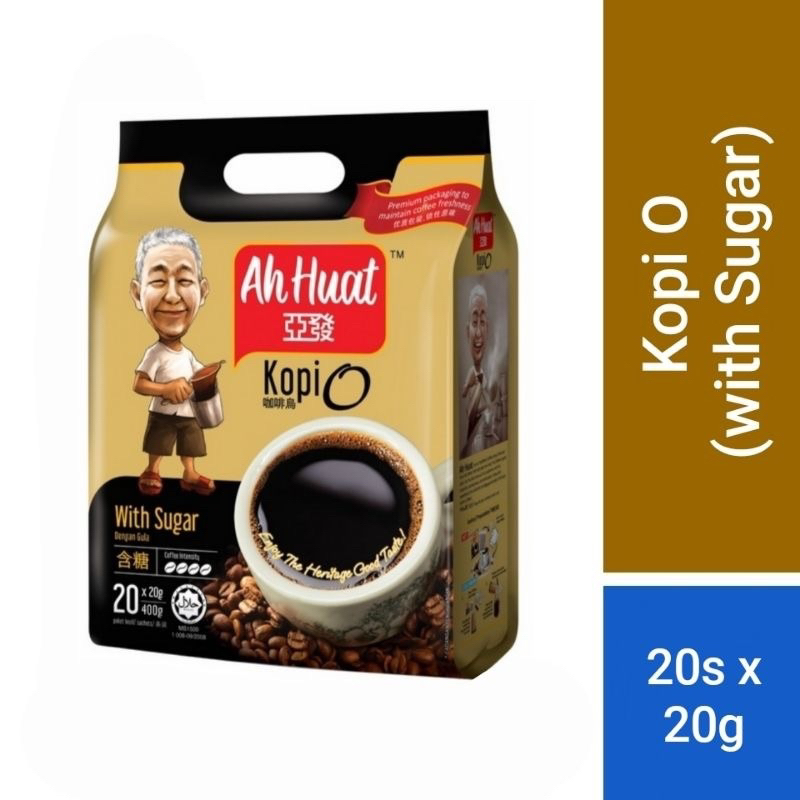 

Ah Huat Kopi O With sugar/ Kopi Hitam Ah huat 2in1 dengan gula 20 sachet X 20gram