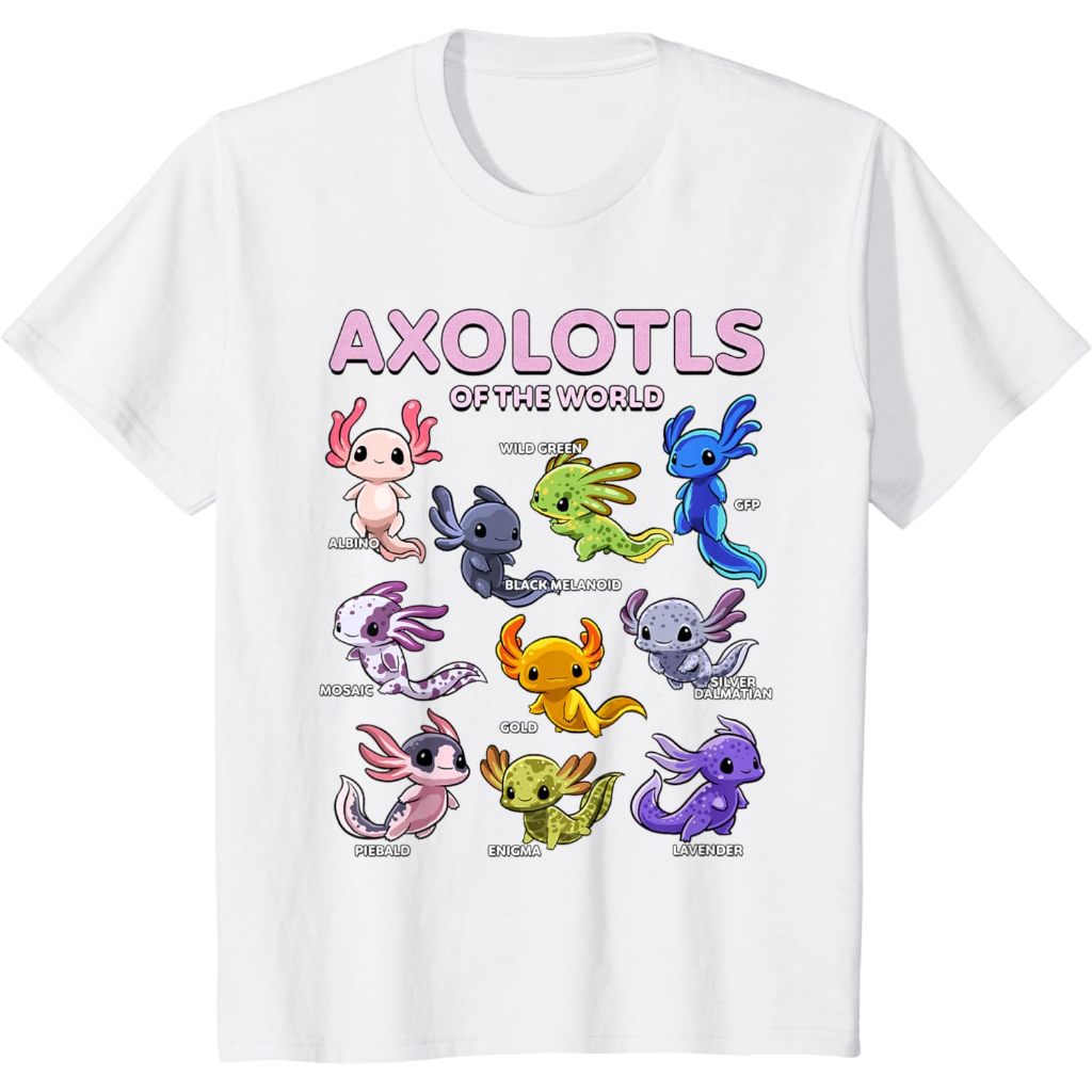 Baju kaos anak Axolotl Shirt Kawaii Axolotls of the World Axolotl Animals T-Shirt