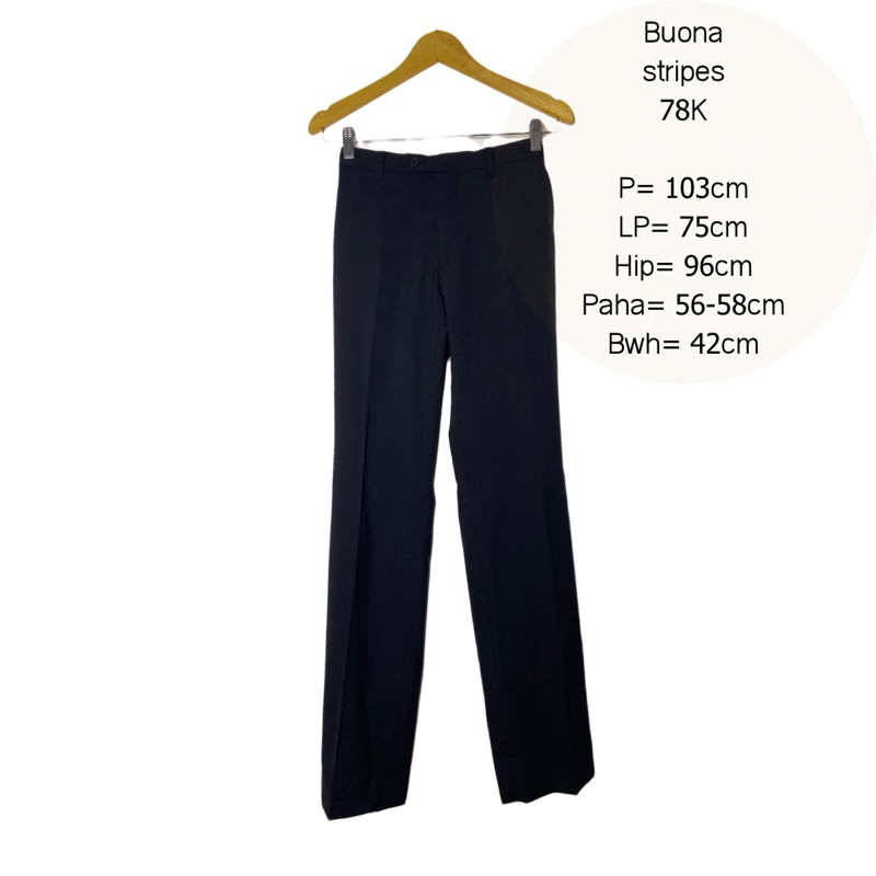 celana kerja kain motif garis hitam motif biru navy formal