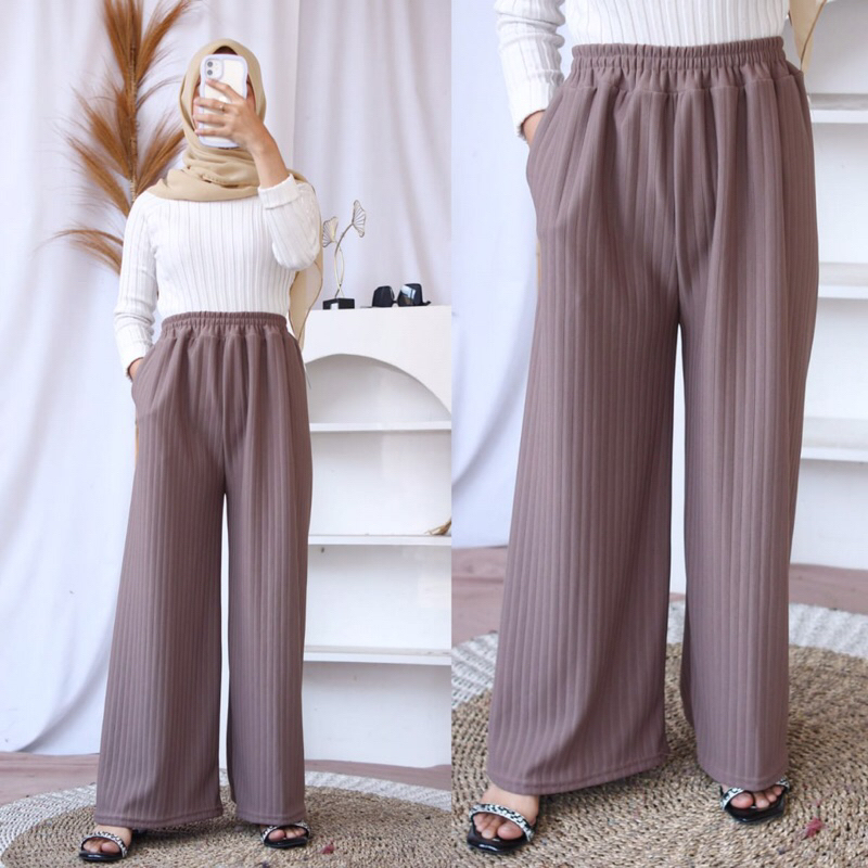 Celana Kulot Knit Hornet Panjang Premium Jumbo Fits Allsize Xxl