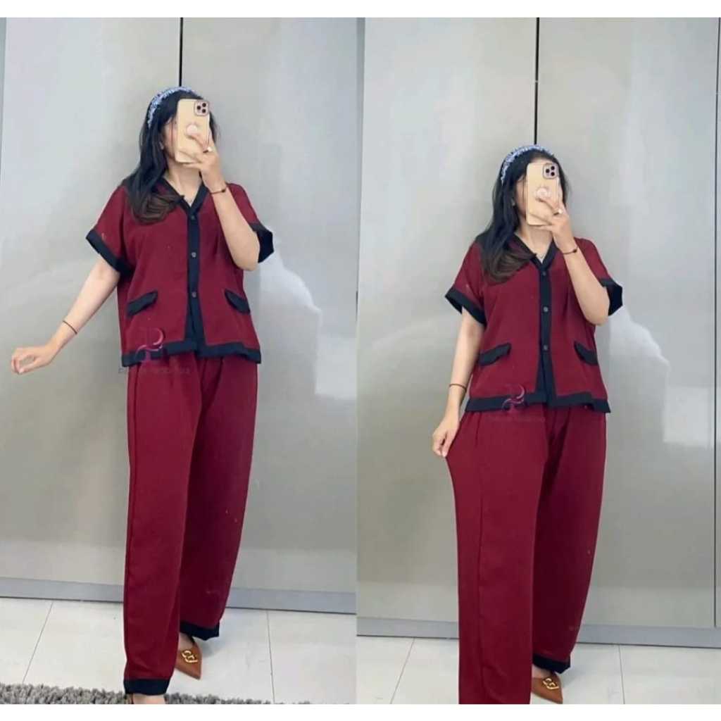 LOZY ONE SET LENGAN PENDEK/SETELAN WANITA PENDEK KEKINIAN PREMIUM IMPORT