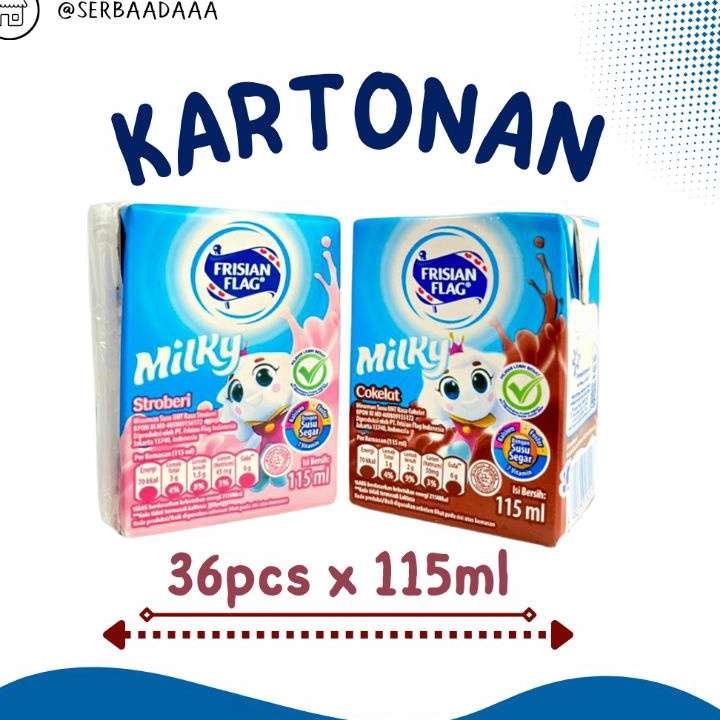 

[KODE PRODUK BJC7S5445] Frisian Flag Milky UHT 115 × 36 Pcs | Kartonan