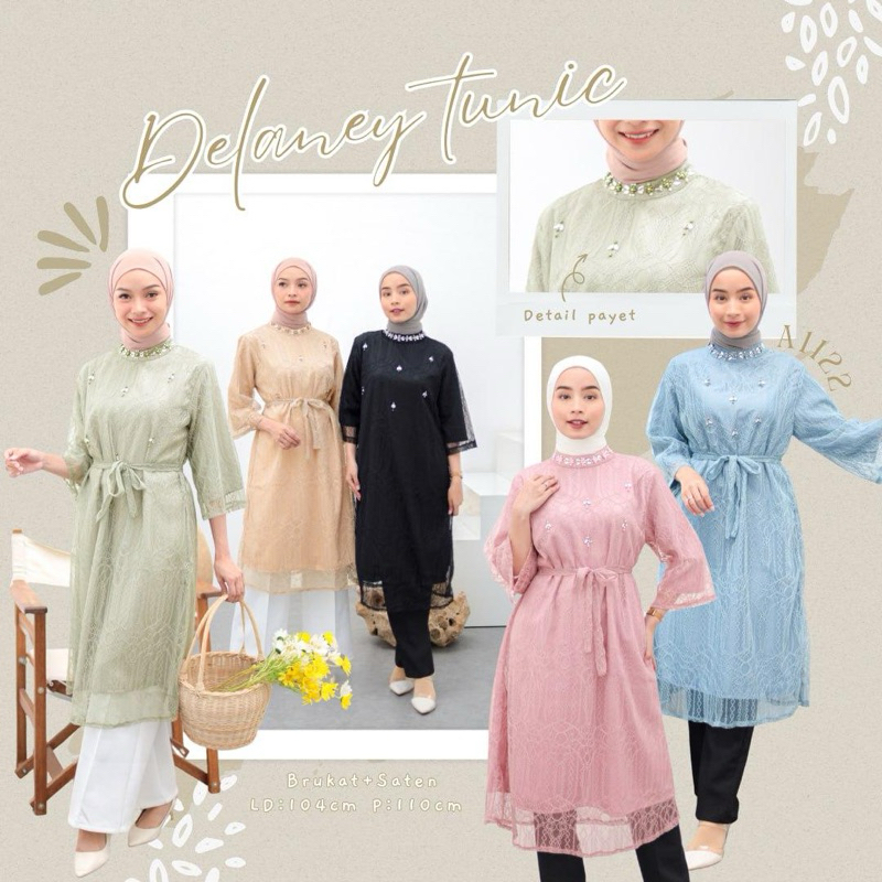 [ORI] DELANEY BRUKAT TUNIK / TUNIK LEBARAN / TUNIK SATIN