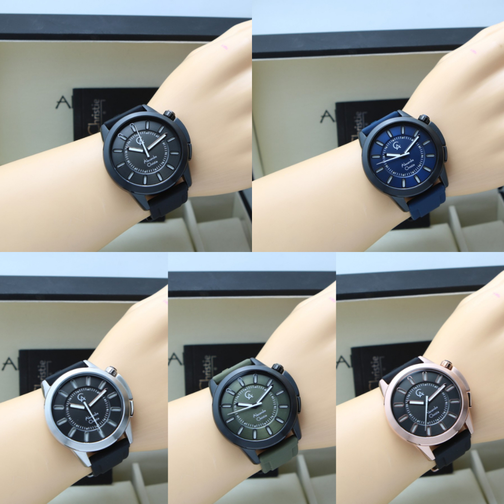 ORIGINAL Jam Tangan Pria Alexandre Christie AC 8632 / AC8632 Garansi 1 Tahun - Rubber
