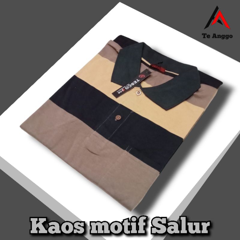 Kaos Kerah Salur Pria Dewasa Motif Garis Garis Lengan Pendek Saku Afada Wangki Salur Kaos Pria