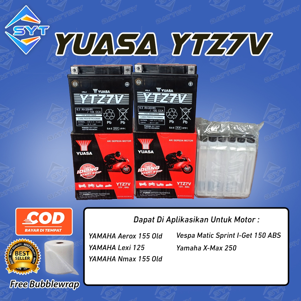 Aki Yuasa YTZ7V, Aki Motor Yamaha Nmax 155, Aerox 155, Lexi