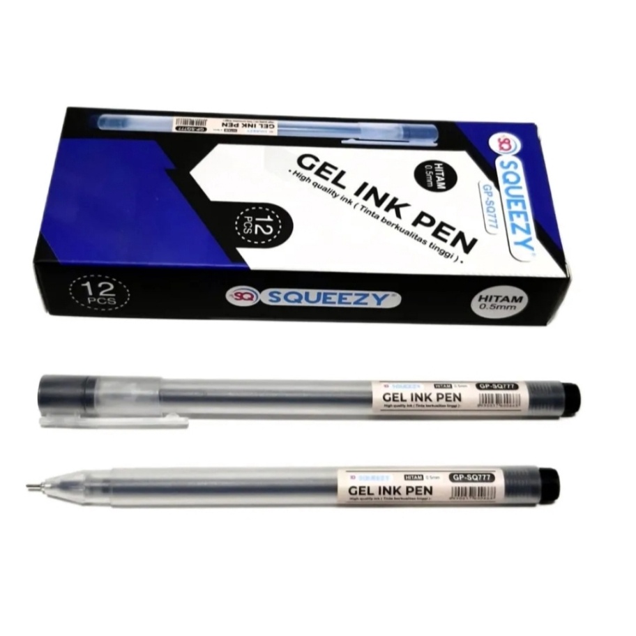

Readystock Pulpen Gel Pen Squeezy GP SQ-777 Hitam 0.5 mm Needle Tip 4x Lebih Hemat