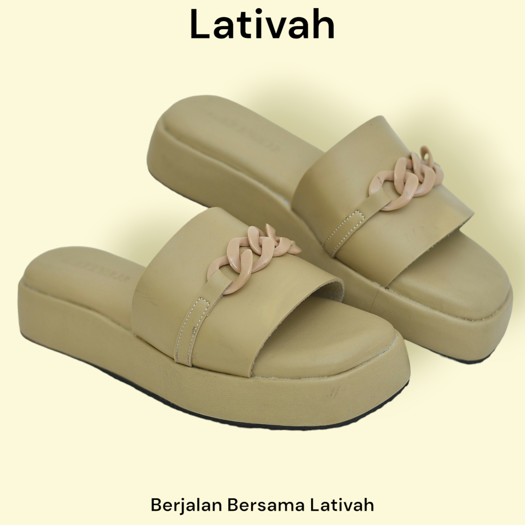 Lativah - 027 Sandal Wanita Wedges Simple Rantai Plastik Hak 3cm Empuk Dan Ringan
