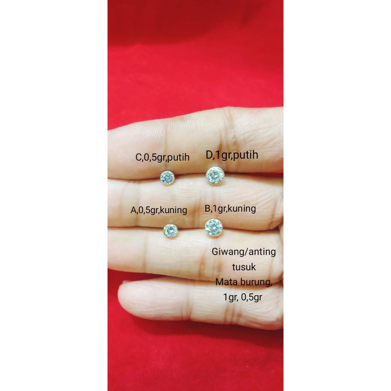 giwang/anting tusuk mata burung asli perak 925, free karet a