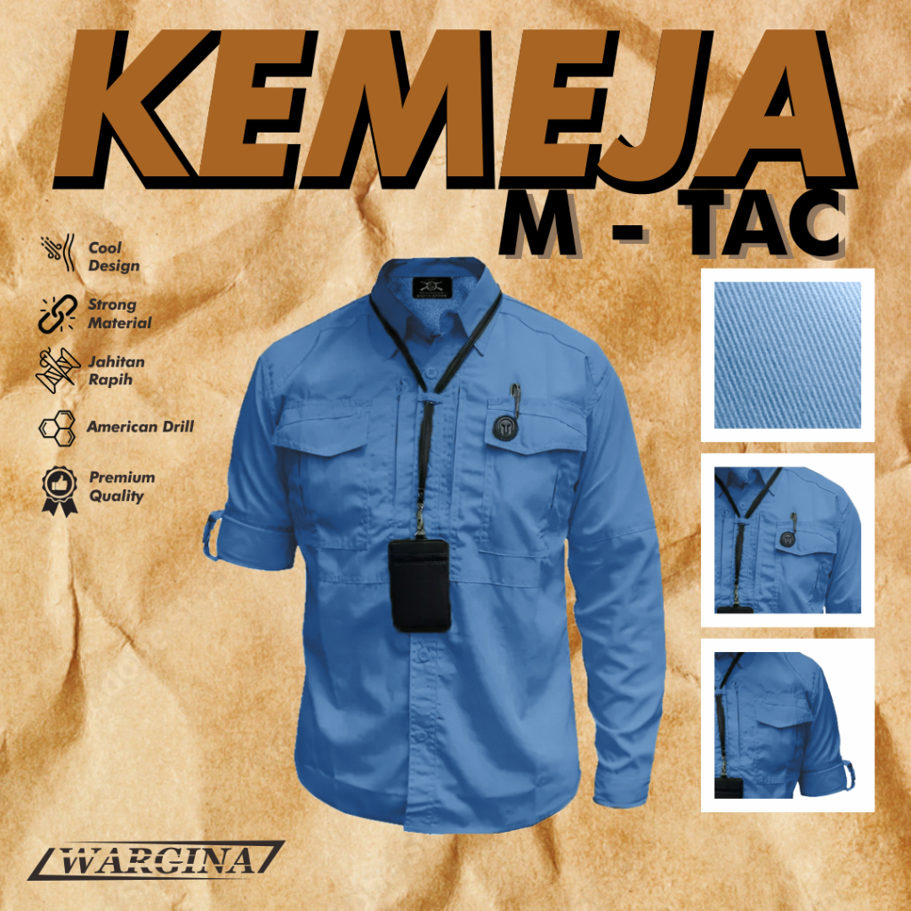 Kemeja Outdoor Tactical M-Tac Panjang Bahan Original American Drill Premium Quality Seragam Formal D