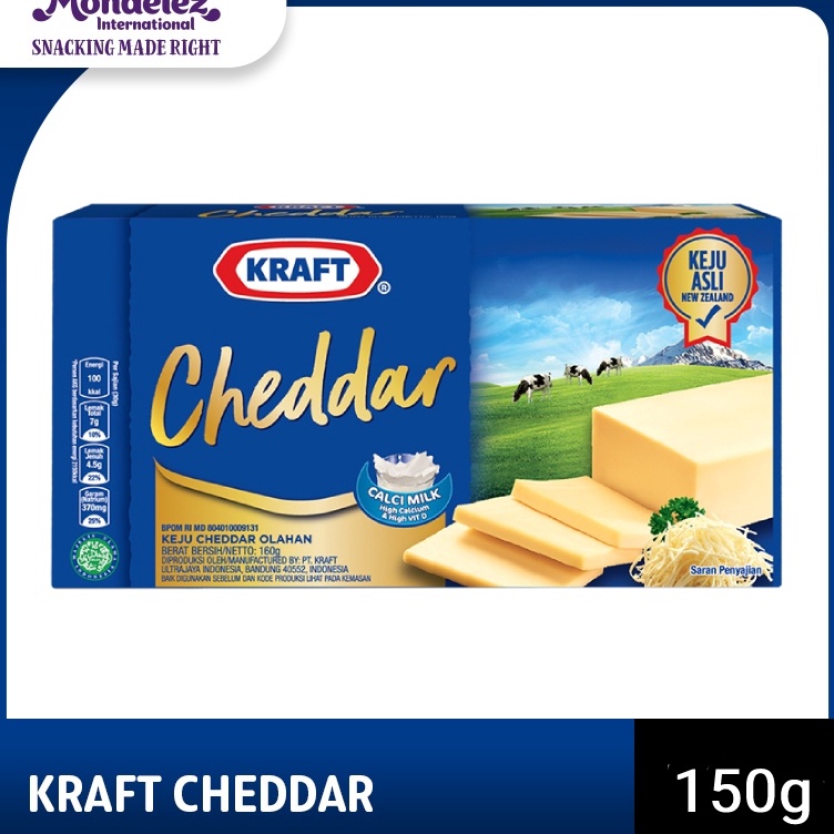 

Diskon❁➴ Kraft Keju Cheddar Blok, 150g. Keju asli dari susu New Zealand H74 ➢