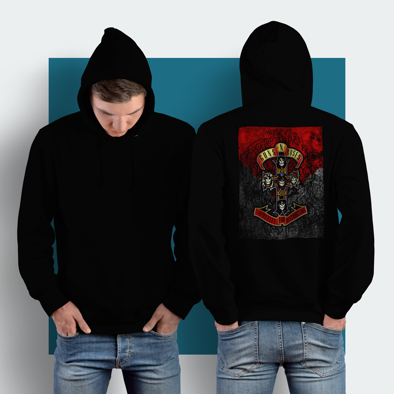 Jaket Hoodie Guns N Roses Hoodie Jumper Pullover & Zipper (Ritsleting) Bahan Cotton Fleece | GNR BAN