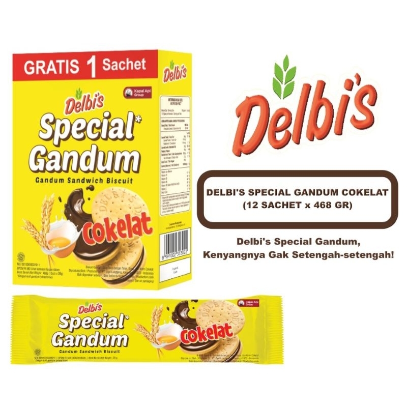 

Delbis Spesial Gandum Coklat 1 Dus isi 12 + 1 Sachet x 39 Gram