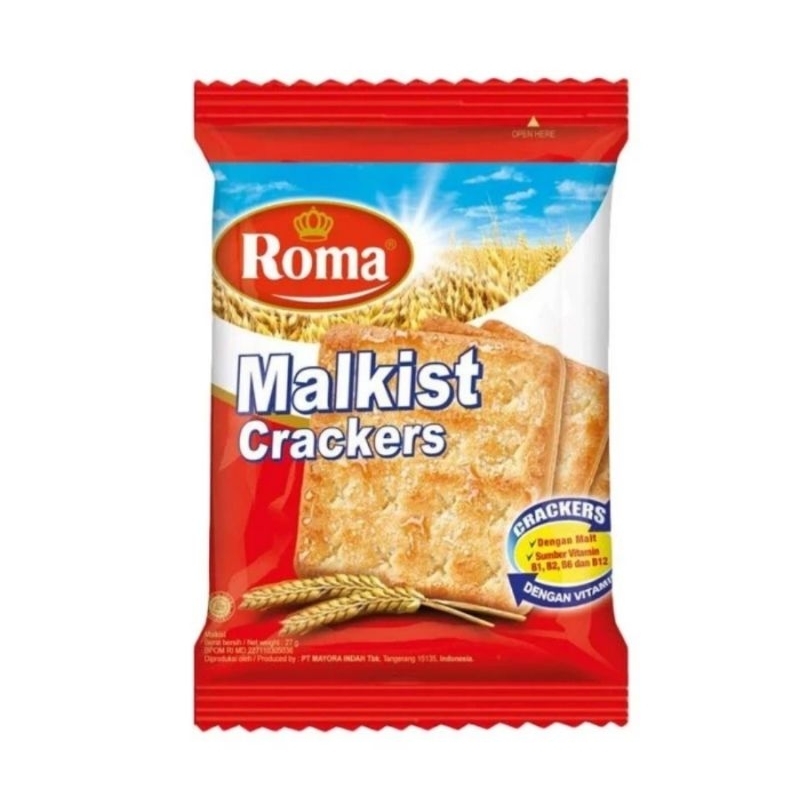 

Roma Malkist Crackers 1 Renceng 10 Pcs x 27 g