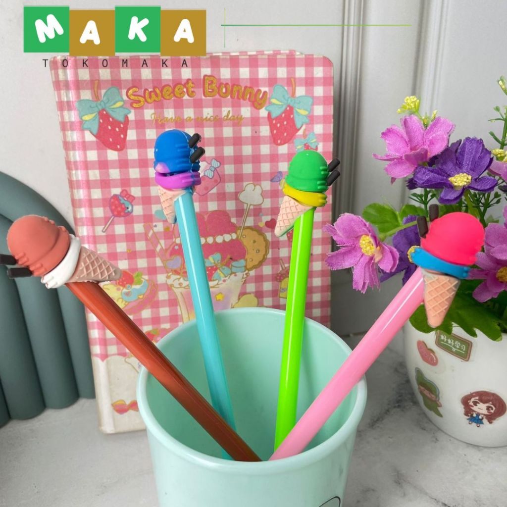 

PULPEN GEL ICE CREAM CONE PGK-1070 pen gel es krim pena bolpen perlengkapan alat tulis kantor sekolah
