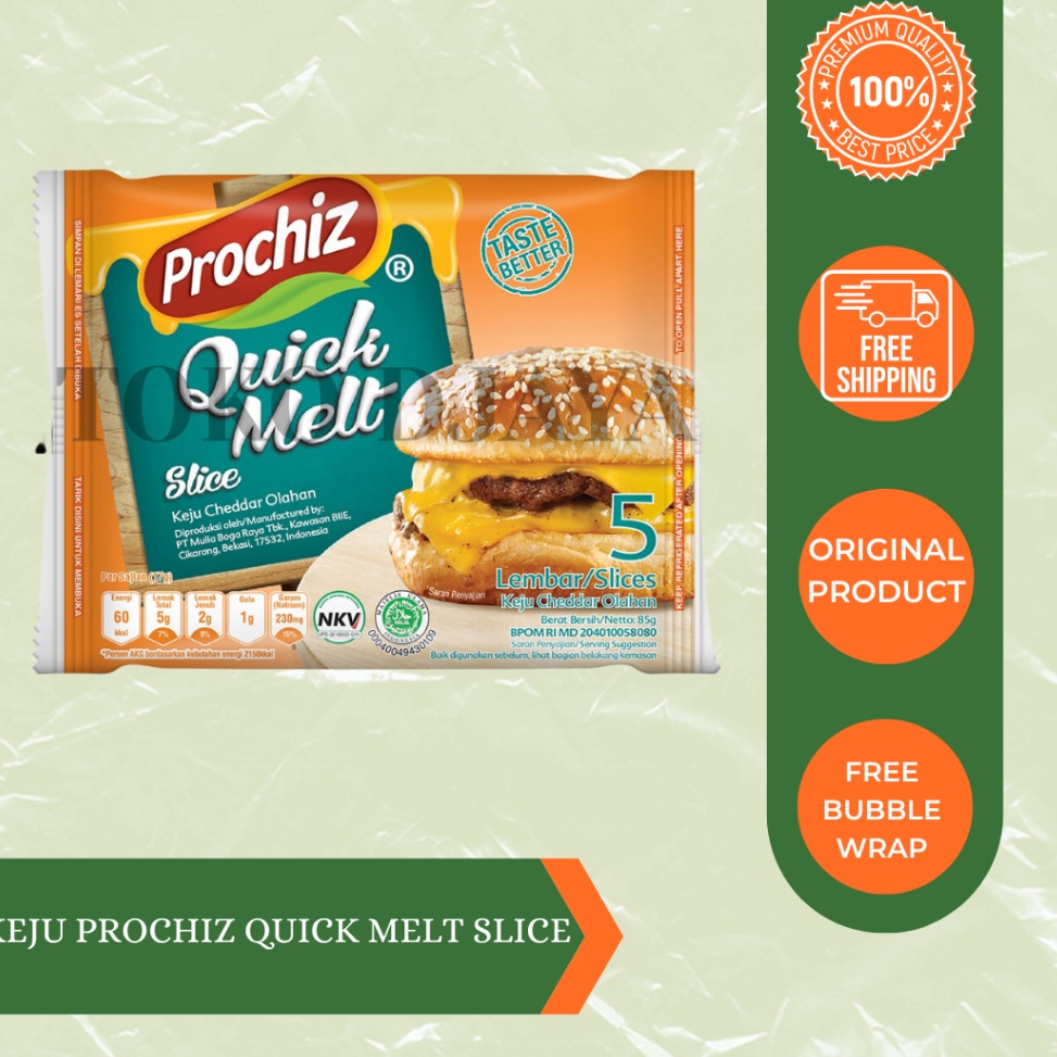 

[KODE 96ZFM] Keju Prochiz Quick Melt Slice 5's Cheddar Olahan 85g