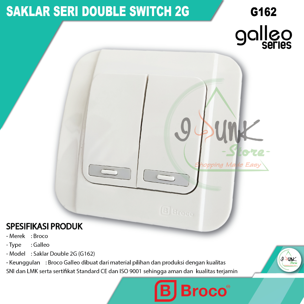Broco Saklar Seri Double 2G Galleo G162 - BROCO