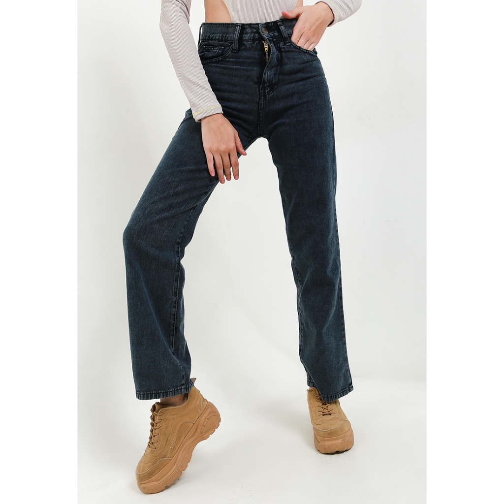 Shenelin Kulot Jeans wanita highwaist loose jeans Signature