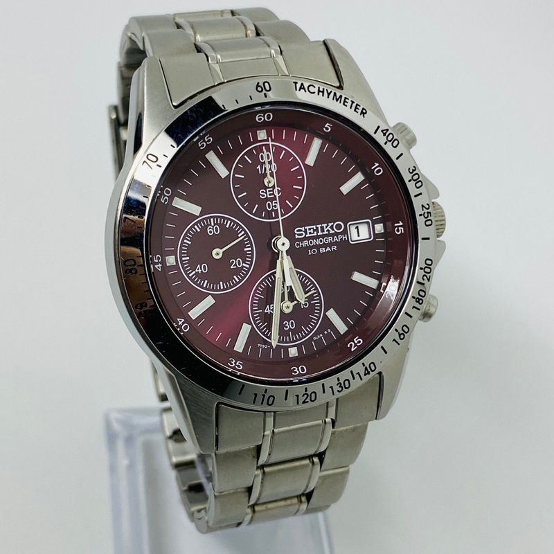 Seiko 7T92-0DW0 Chronograph Redwine Dial Collector Item