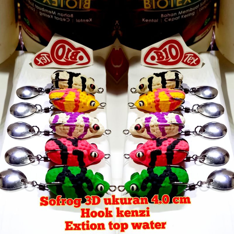 Umpan pancing/kodok palsu/kodok mainan casting ikan gabus dan toman 3D  lure ukuran  4.0 cm.