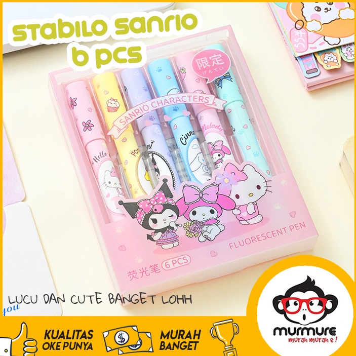 

[KODE CZ9BU] MURMURE | STABILO SANRIO ISI 6PCS HIGHLIGHTER SET KUROMI MYMELODY KITTY