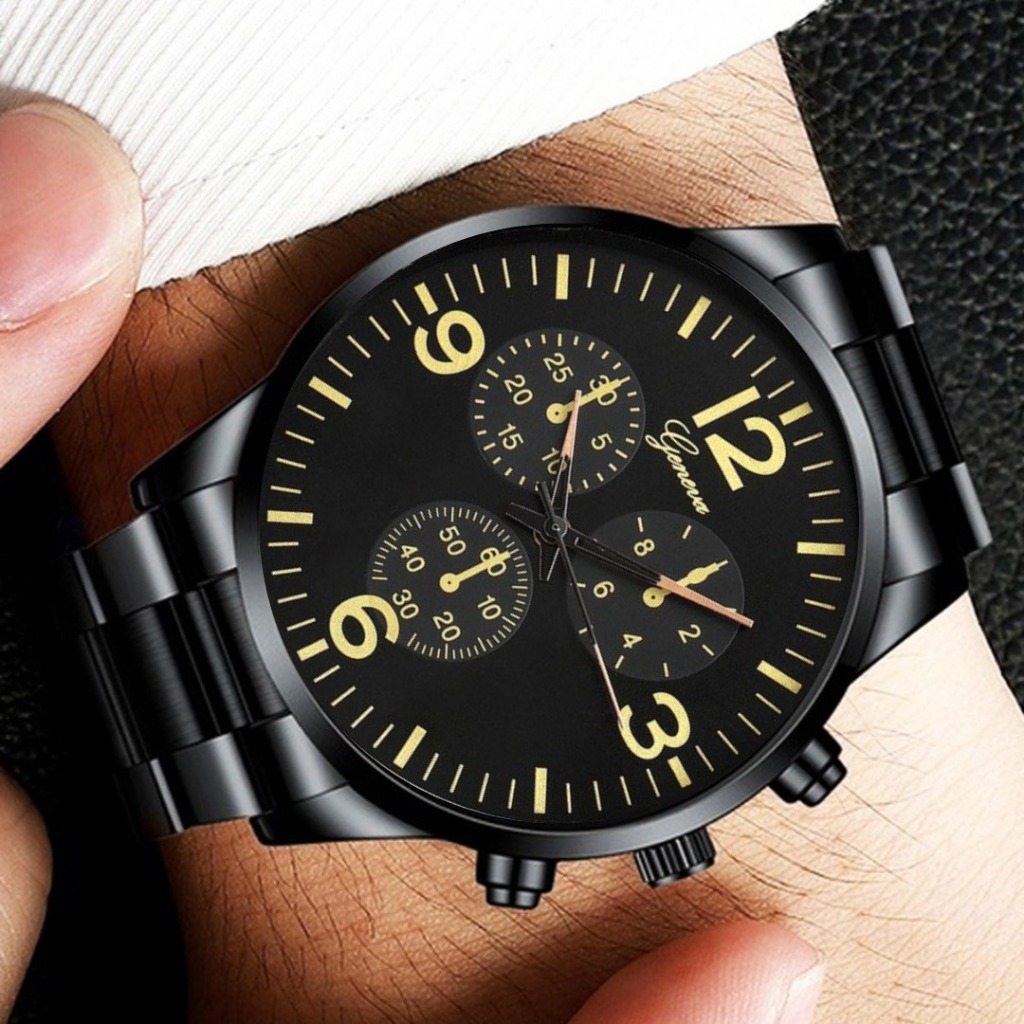 JAM TANGAN PRIA RANTAI KEKINIAN YELZO HITAM JAM134B5 GANTENG CASUAL KECE KEREN ANTI AIR TALI PREMIUM