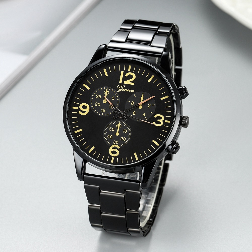 JAM TANGAN PRIA PREMIUM RANTAI HITAM ANTI AIR CASUAL KECE KEREN TALI TEBAL YELZO JAM134B5 GANTENG FA