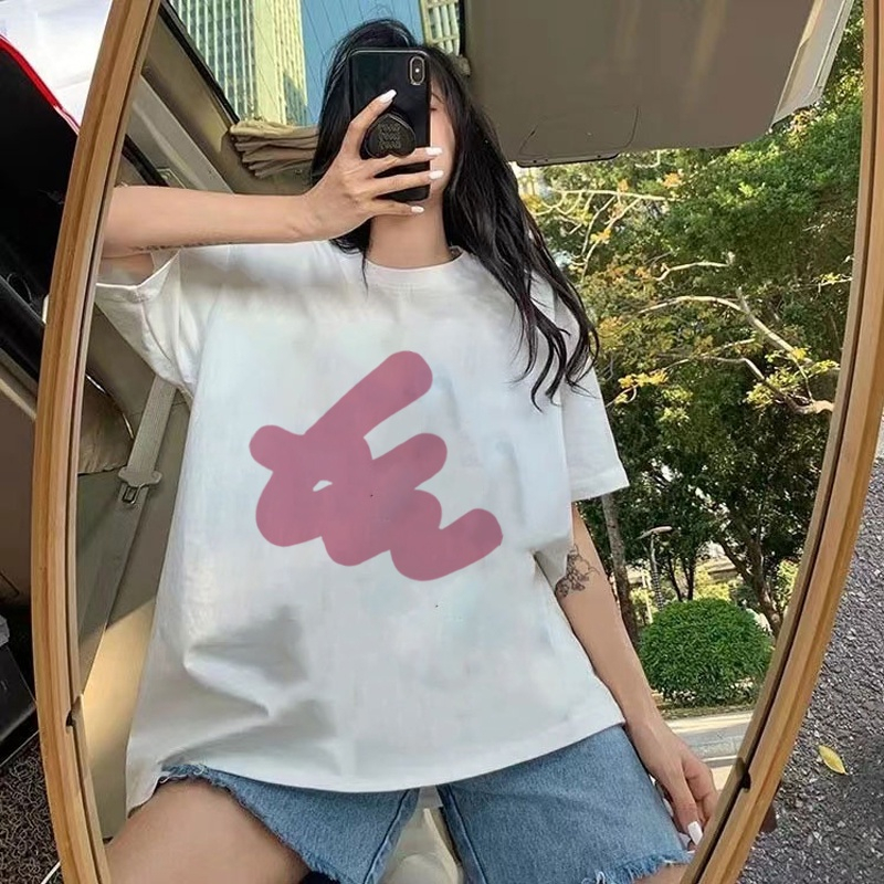 XIAOZHAINV t shirt Pink graffiti kaos oversize atasan korean style wanita korean style wanita bigsize ootd A0916