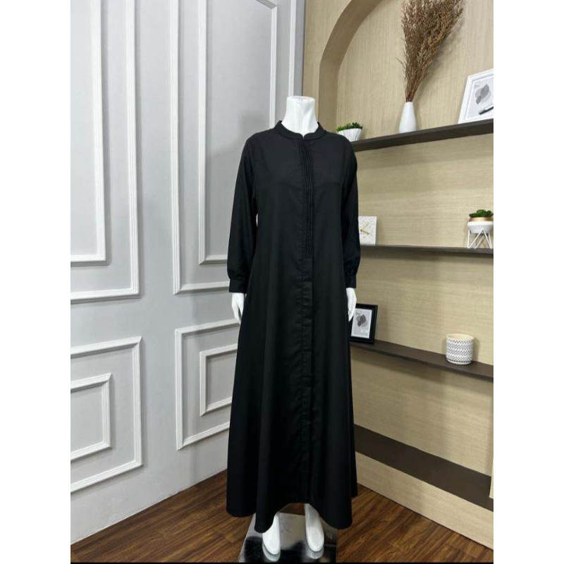 GAMIS HITAM TOYOBO PREMIUM KANCING DEPAN TERTUTUP