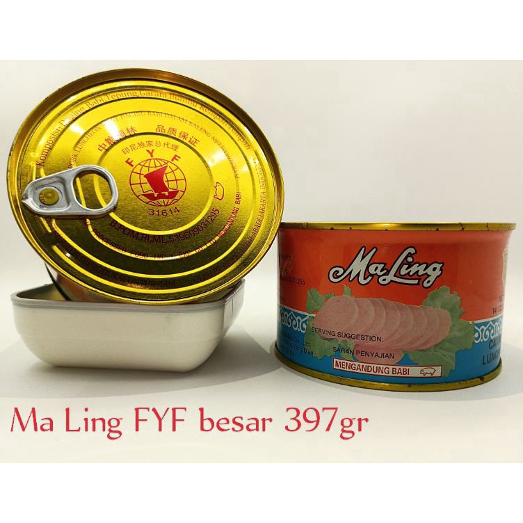 

[KODE PRODUK RN6AJ6783] MaLing FYF Ham Daging Babi/Luncheon Pork non HALAL 397gram