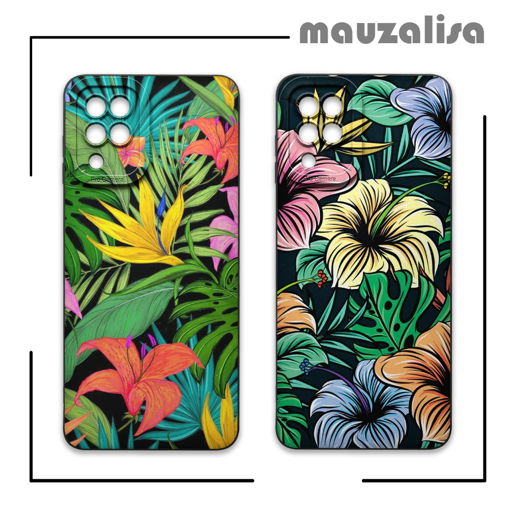 Softcase Hp Samsung Galaxy A12 M12 Model Bunga - Casing Motif Pola Tropica - Case Pelindung Pro Came