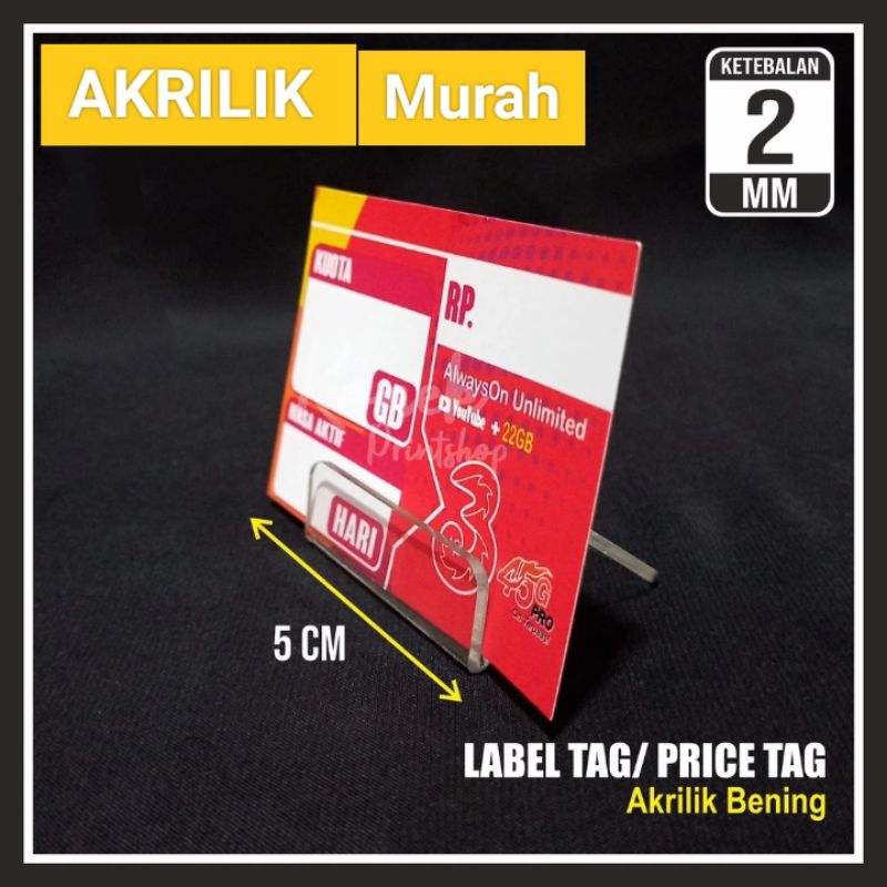 Display Akrilik kartu paket /Display rak VOUCHER paket/display harga/label harga