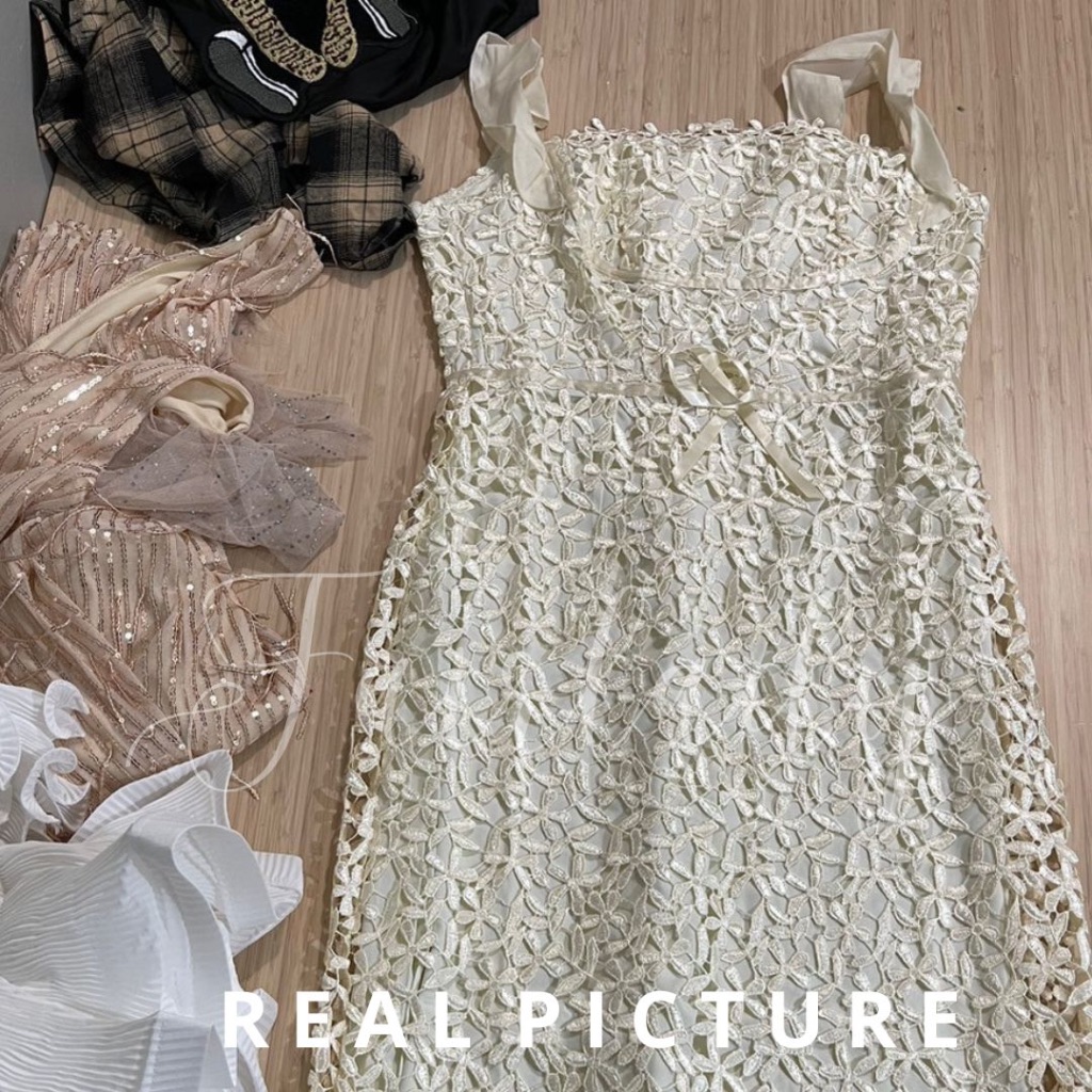 [READY STOCK] LD 78-86 Milleva Ivory-Cream Brukat Dress Korean Style Premium Fairlady_id I1