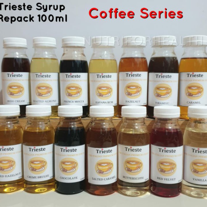 

Kirim Langsung (100ml) Trieste Syrup HALAL Caramel Creme Brulee Hazelnut Almond Irish Vanilla Chocolate Mocca