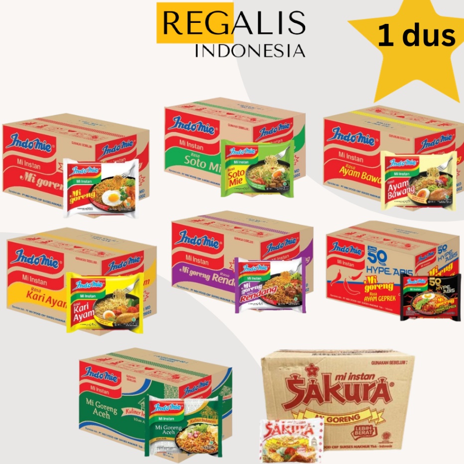 

Laris INDOMIE All Varian & Sakura Goreng (1 Dus isi 40 bungkus)