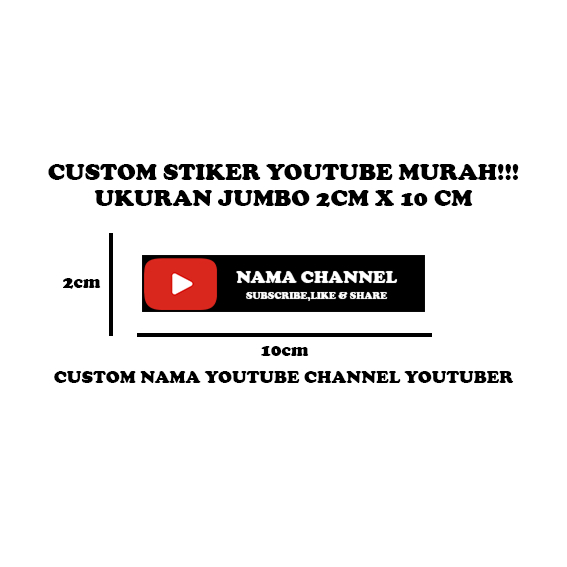 

CUSTOM Stiker Youtube Nama Youtube Jumbo Besar 50 pcs