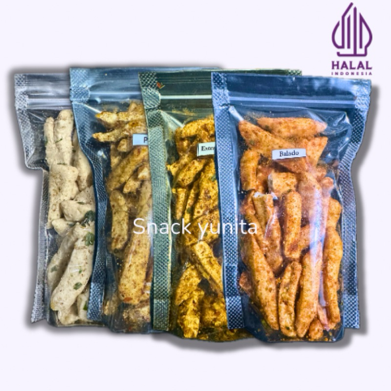 

Basreng Stik Bumbu Basah Daun jeruk/Basreng Pedas 50 Gram