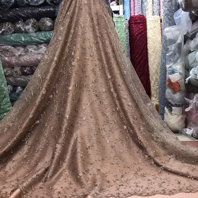 MODEL IMD368 PROMO MURAH Kain tille akar mutiara / bahan brokat akar mutiara (Tile padi)