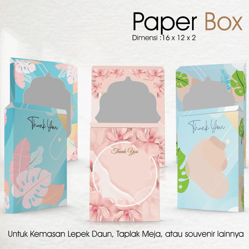 

Promo!!! Kotak Souvenir & Paperbox Souvenir Uk 16 x 12 x 2 Untuk Taplak Meja & lepek Daun