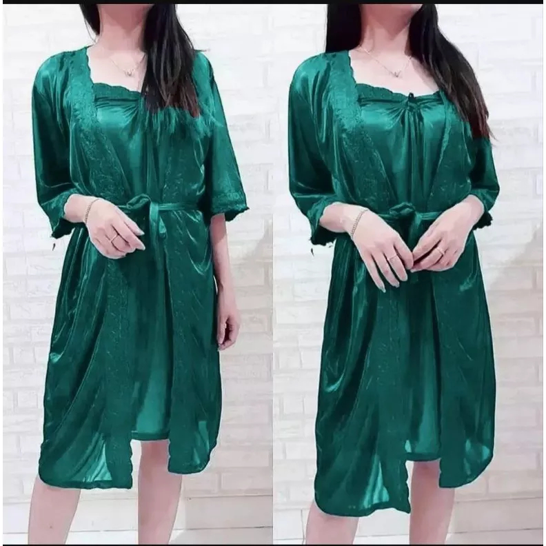 HOT PRODUCT BAJU TIDUR WANITA LINGERIE SEXI KIMONO TRICOT SATIN IMPORT