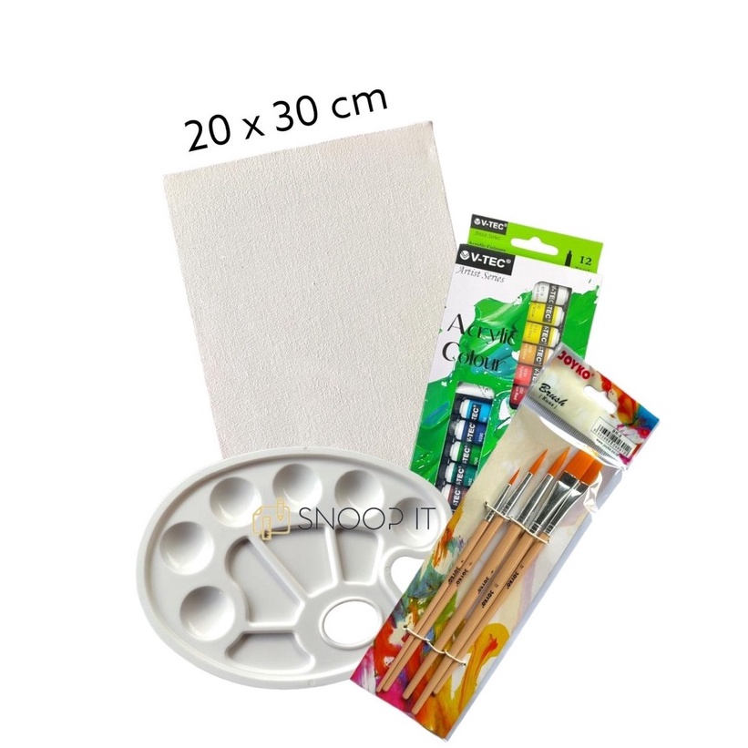 

Kualitas Premium.. Paket Melukis Lengkap Set 4 in 1 Set Kanvas 20x30 Kuas Palet dan Cat Acrylic - Set- SHSNP 77