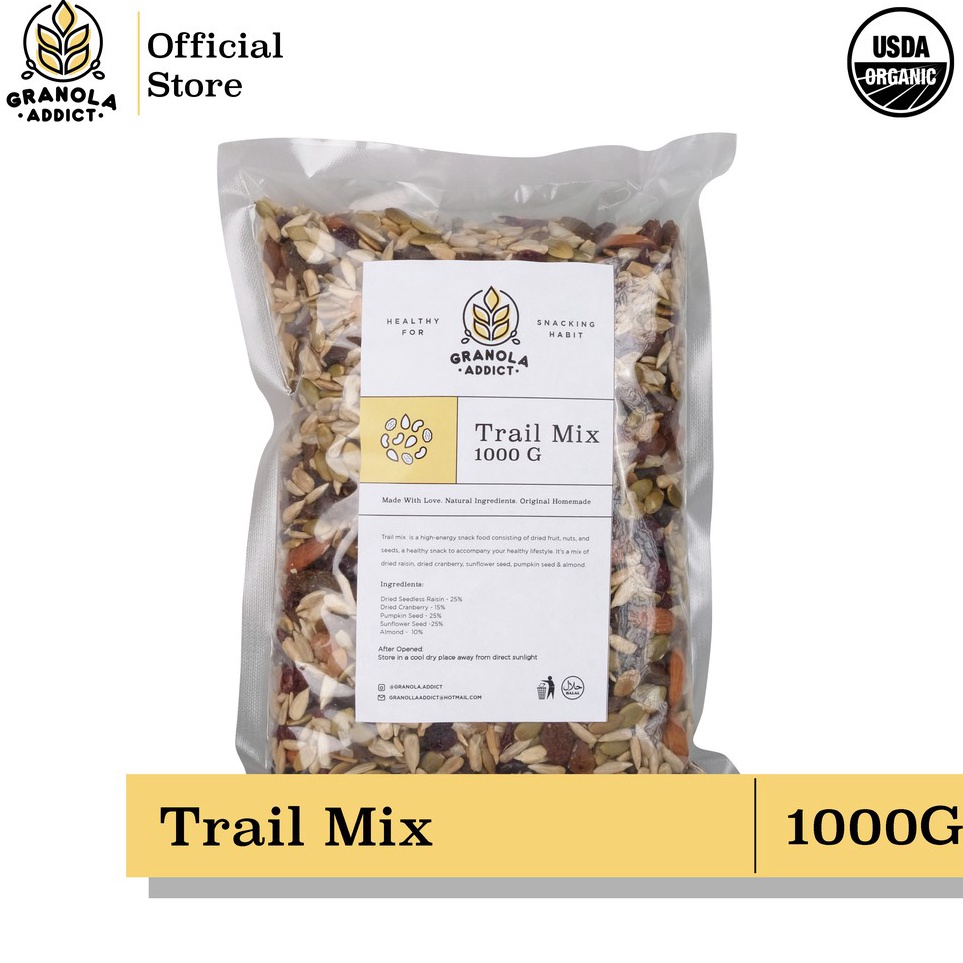 

Ready Stok Granola Addict - Trail Mix (Sunflower, Pumpkin Seeds, Almond, Raisin, Cranberry) 1000G