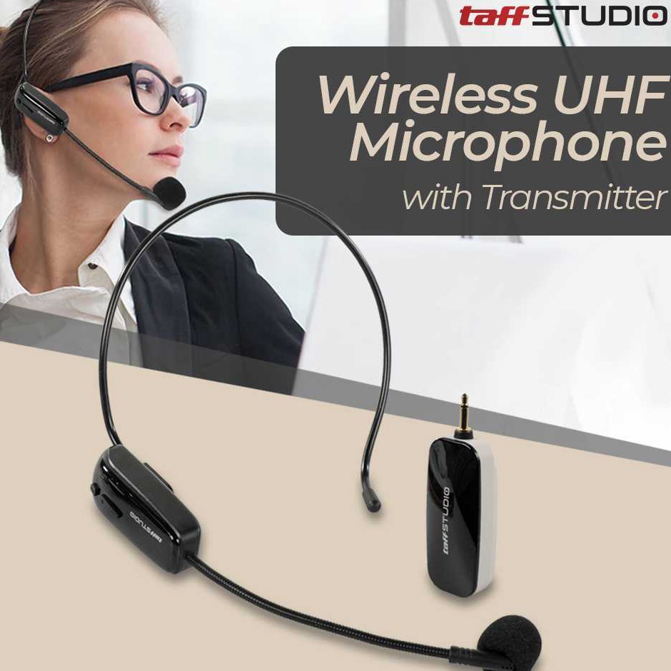 Model Baru Mic Wireless ,Taffstudio UHF - HX-W002 Bando Dan Klip On