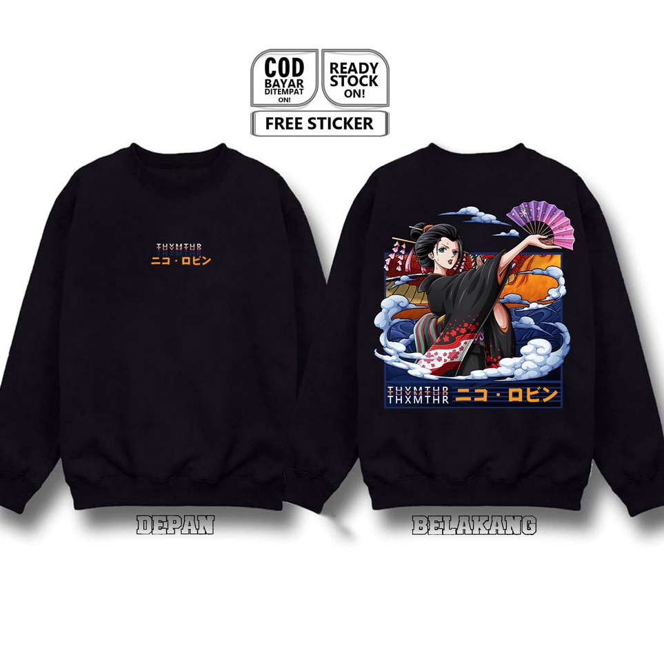 Ready SWEATER CREWNECK NICO ROBIN ONE PIECE ANIME MANGA ニコ・ロビン NIKO ROBIN NAMI RORONOA ZORO FRANKY B