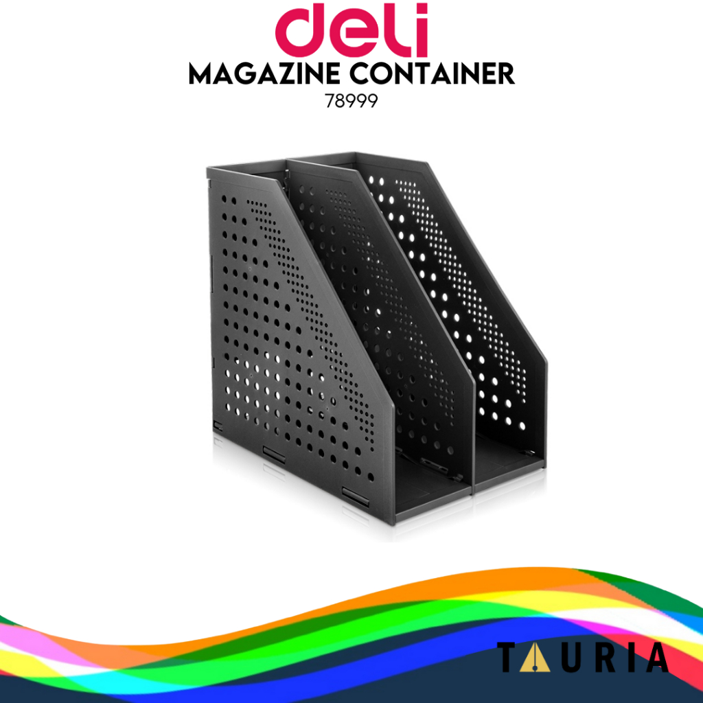 

BOX FILE DOKUMEN A4 2 SUSUN DELI 78999 LIPAT PLASTIK HITAM PUTIH BOKS MAGAZINE HOLDER