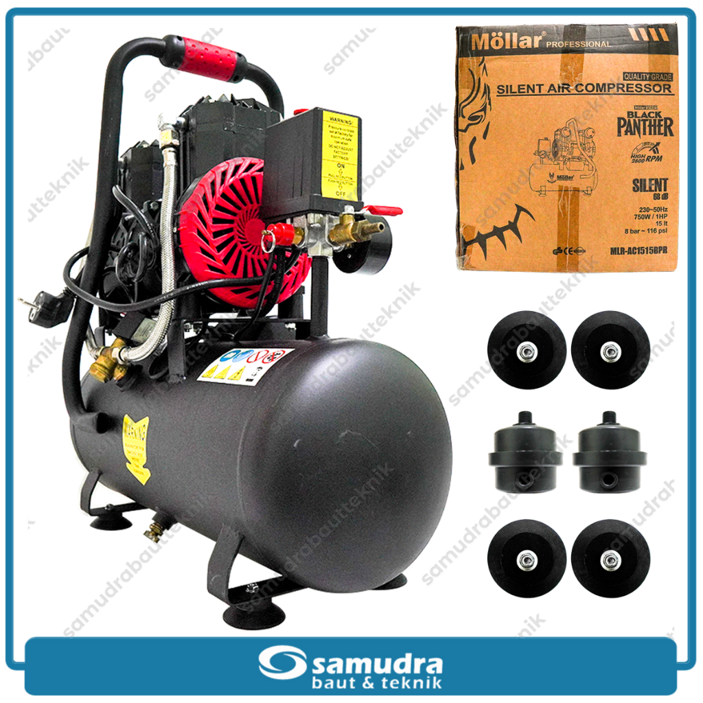 Mesin Kompresor MOLLAR AC1515 Compressor Udara 1 HP 15L Oilless Silent