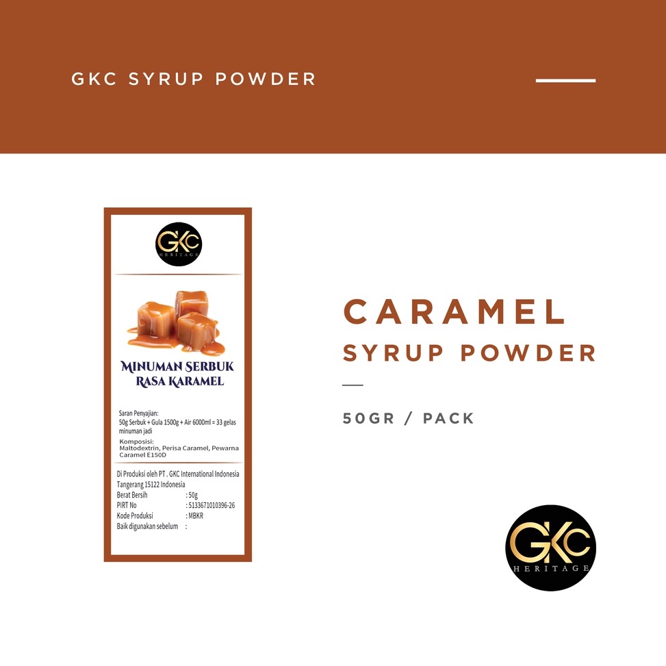 

[☀F45(] Bubuk Sirup Karamel / Caramel Powder Syrup Serbuk Minuman Powder Drink GKC Heritage 50 gram New Product
