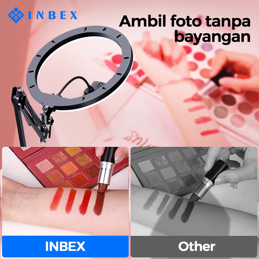 INBEX Ring Light+Overhead Cantilever Stand Tripod Handphone LED Lampu Konten Selfie Video Fotografi-1